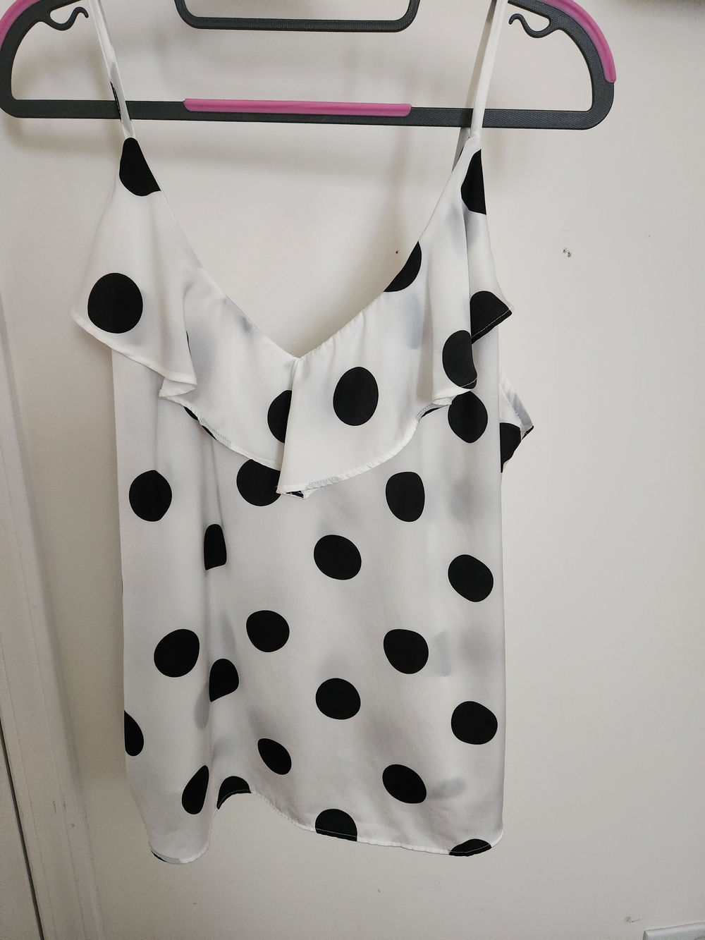 Banana Republic White Cami with Black Polka Dots